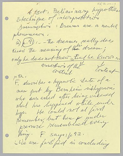 Rose Rand's Research on Sigmund Freud,