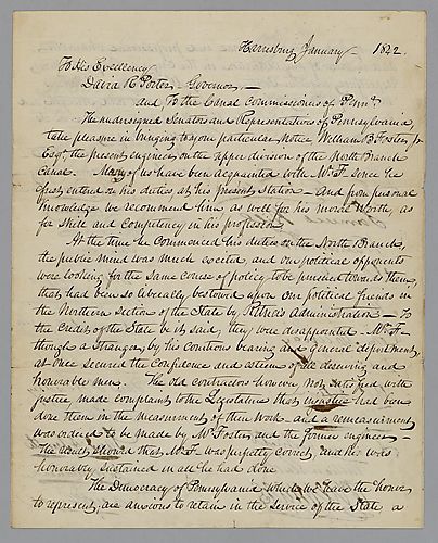 From Senator and representatives of PA to David R. Porter, Governor