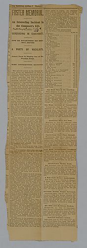 "Foster Memorial: an interesting incident in the composer's life"