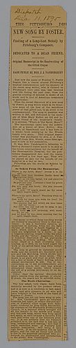 "New Song by Foster: finding of a long-lost melody by Pittsburg's Composer," The Pittsburg Dispatch