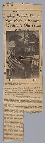 "Stephen Foster's Piano Now Rests in Famous Musician's Old Home"