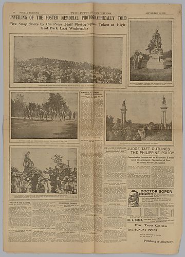 "Unveiling of the Foster Memorial Photographically Told," The Pittsburgh Press