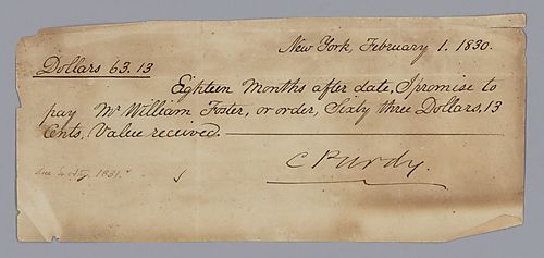 IOU from C. Purdy for $63.13