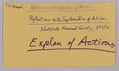 "Reflections on the Exploration of Actions," Northfield Noumenal Society, Carleton College,