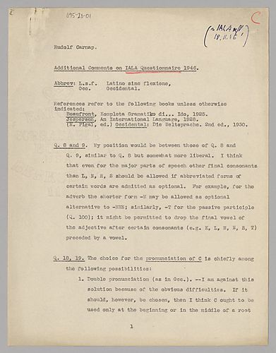 International Auxiliary Language Association, IALA, Questionaire