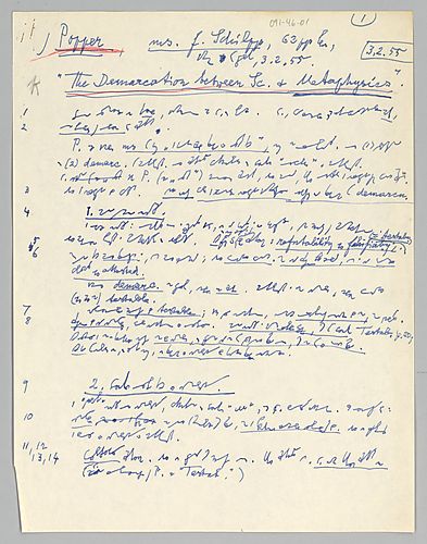 Reply to Popper (II): "The Demarcation between Science and Metaphysics"
