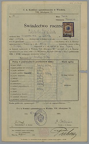 Report Card in Polish,