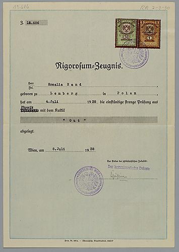 Certificate of Doctoral Viva in Physics, University of Vienna,