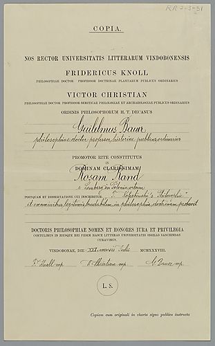 Certificate of Habilitation in Philosophy, University of Vienna,
