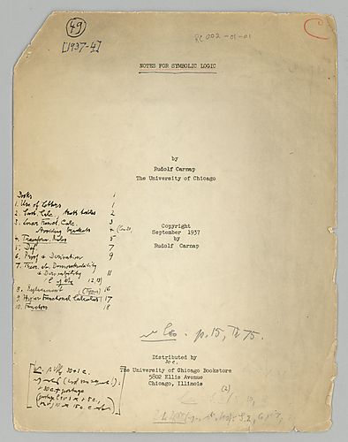 "Notes for Symbolic Logic," Typescript Chicago