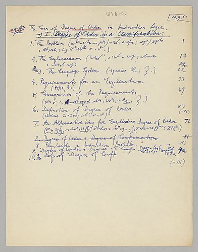 "The Concept of Degree of Order in Inductive Logic" (Items 3-7)