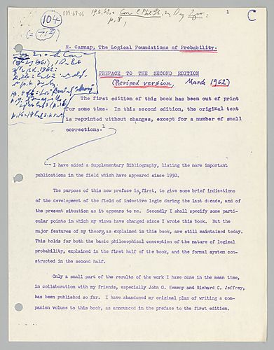 "Logical Foundation of Probability," with Revisions, (Items 6-8)