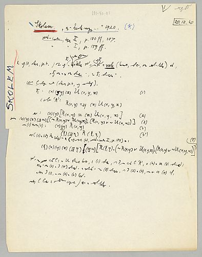 Excerpts Skolem, Thoralf: "Logisch-kombinatorische Untersuchungen…, "