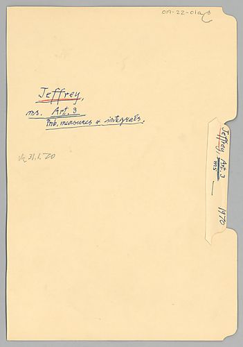 Ms. by Richard Jeffrey: “Probability Measures and Integrals,” Article 3 (Item 1a)