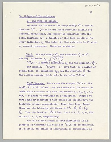 Mimeo Copy of Basic System: 3. Models and Propositions (Item 2)