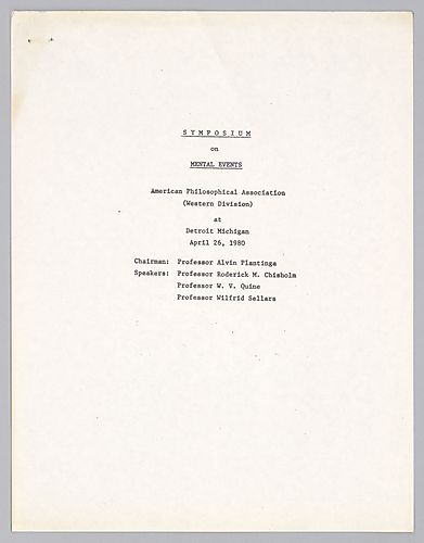 "Basic Representational States for Mental Events Symposium,"