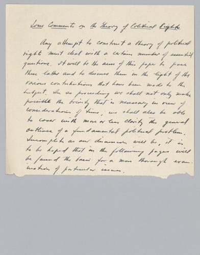 "Some Comments on the Theory of Political Rights,"