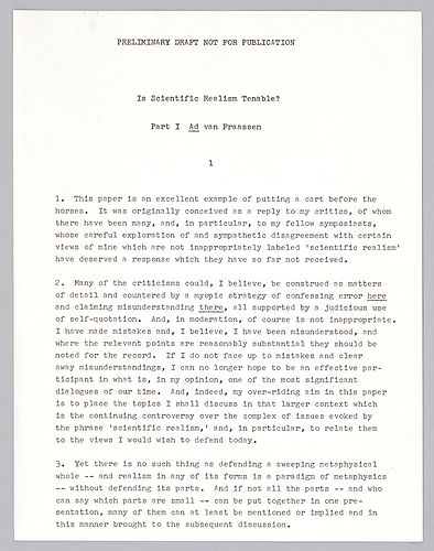 "Is Scientific Realism Tenable?,"