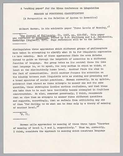 "Meaning as Functional Classification,"
