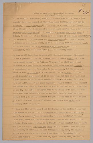 "Notes on Anselm's Ontological Argument,"