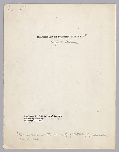 "Philosophy and the Scientific Image of Man,"