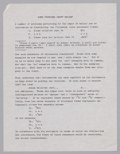 "Some Problems About Belief,"