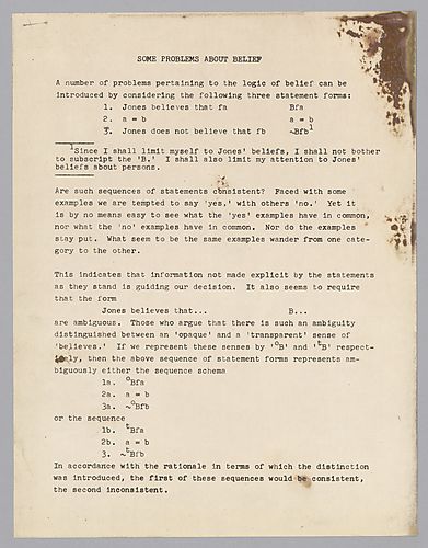 "Some Problems About Belief,"