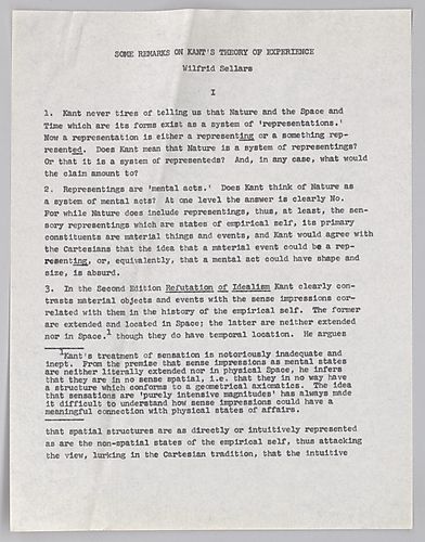 "Some Remarks on Kant's Theory of Experience,"
