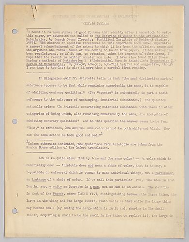 "Substance and Form in Aristotle: An Exploration,"
