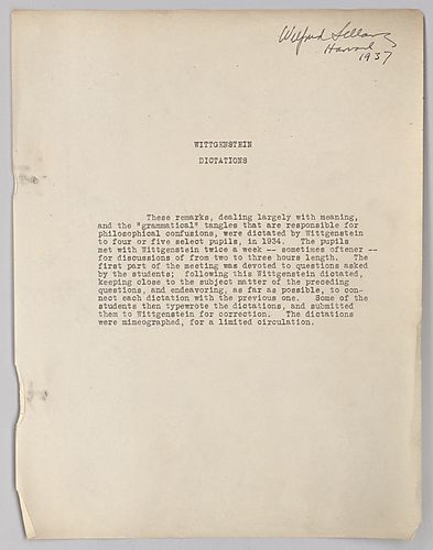 Wittgenstein, Ludwig. The Blue Book [typescript]