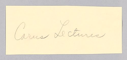 Carcus Lectures, "Foundations for a Metaphysics of Pure Process,"