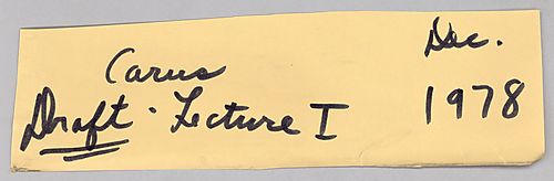 Carcus Lectures, "Foundations for a Metaphysics of Pure Process,"