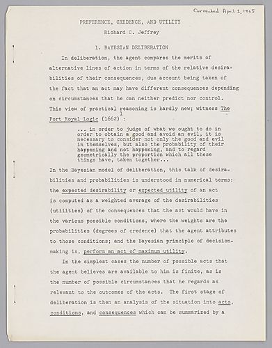 "Preference, Credence, and Utility", Various Drafts,