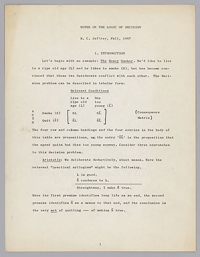 "Notes on the Logic of Decision",