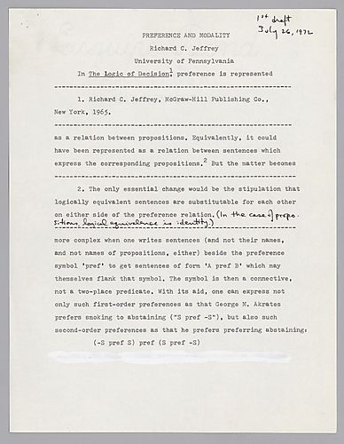 "Preference and Modality", 1st Draft,