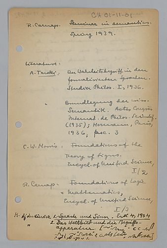 Seminar Notes Carnap: Advanced Logical Syntax