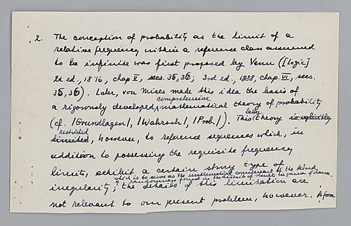 "Notes re. Probability,"