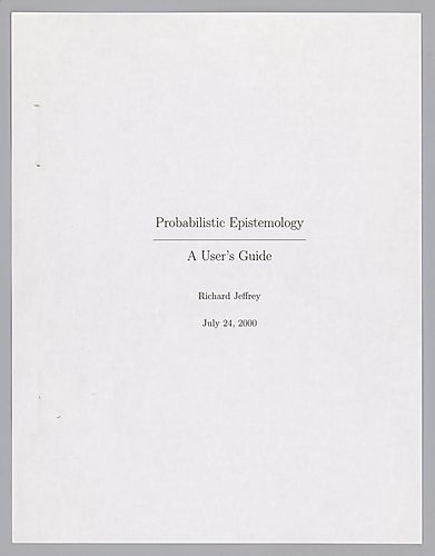 "Probabilistic Epistemology",