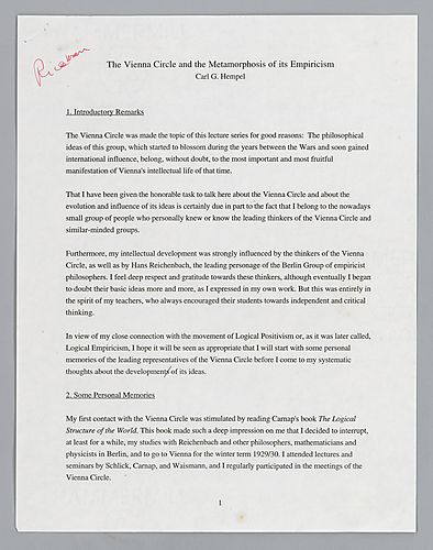 "The Vienna Circle and the Metamorphosis of Its Empiricism,"