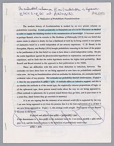 Jeffrey's Review of "A Vindication of Probabilistic Foundationalism", by Unknown Author for Philosophical Studies,