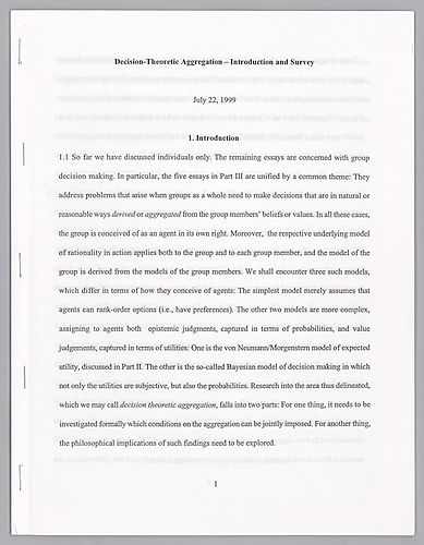 "Decision-Theoretic Aggregation'Introduction and Survey",