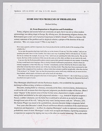 "Some Solved Problems of Probabilism",