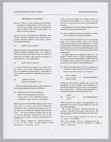 "Constructivism After Carnap: Project Description"