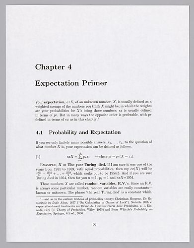 "Expectation Primer", Draft of Chapter 4, Subjective Probability: The Real Thing.