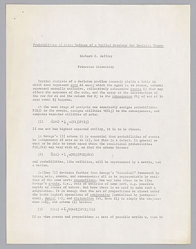 "Probabilities of Acts: Defense of a Unified Ontology for Decision Theory"