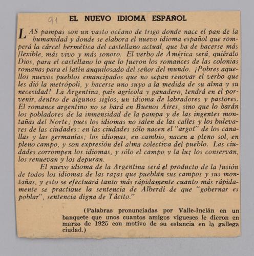 Article Clippings of Valle-Inclán’s Writings