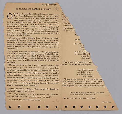 Clippings about Ortega y Gasset (Authors F-I)