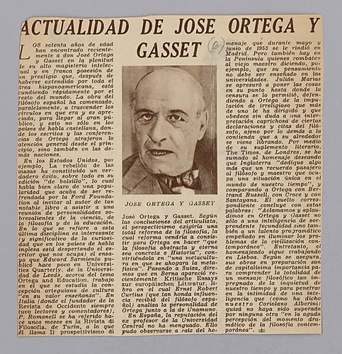 Clippings about Ortega y Gasset, (Unidentified Author)