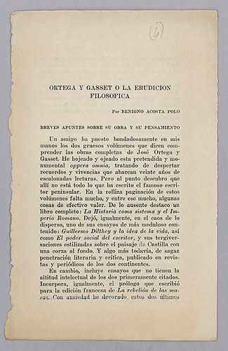 Clippings about Ortega y Gasset (Authors A-E)