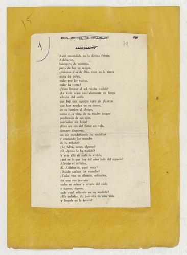 Clippings of Unamuno’s Poetry with Notes by Ramón